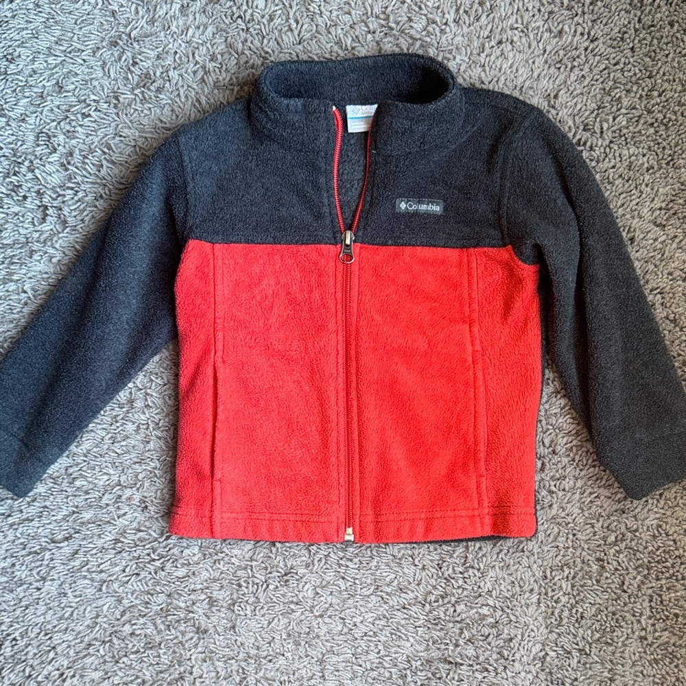 Columbia Two-Tone Red and Black Fleece Jacket